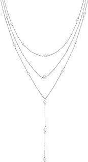 DAOCHONG S925 Sterling Silver Multilayer Layered Triple Long Chain Pendant Necklace for Women Jewelry