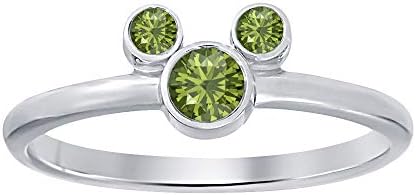 14K White Gold-Plated Sterling Silver Micky Shape Engagement Ring with Round-Cut Created Aquamarine for Women