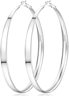 Senteria 5MM Wide 925 Sterling Silver Hoop Earrings for Women Hypoallergenic Extra Large Silver Hoop Earrings Lightweight Oversize Big Silver Thick Hoop Earrings for Women Girls 30/40/50/60/70MM