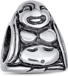 Personalize Asian Laughing Buddha Spiritual Mediation Charm Bead For Women .925 Sterling Silver Fits European Bracelet