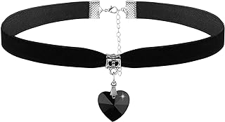 Velvet Vintage Goth Choker Necklace with Fishhook Clasp and Resilient Alloy - Y2K Black Heart-Shaped Halloween Cosplay Party Jewelry