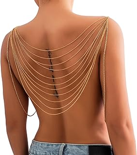 Summer Multi-layer Harness Chest Body Chain Metal Tassel Shoulder Body Chain Bikini Beach Bra Body Chain Bridal Wedding Backdrop Necklace Back Chain Jewelry for Women
