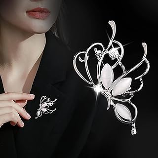 Zeshimb Rhinestone Butterfly Brooch Pin Sparkly Crystal Hollow Butterfly Brooch Classic Wedding Bridal Bouquet Pin Vintage Insects Badge Corsage Jewelry For Women Girls