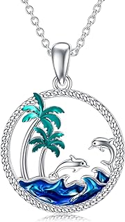 Sterling Silver Dolphin Pendant Necklace with Cable Chain | Serene Beach Themed Accessory for Women and Girls | Hypoallergenic Ocean Jewelry Gift