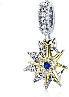 Starry Sky Moon Charm Bracelet with Sterling Silver Chain, Crystal Gems for Women, Love You to The Moon and Back Design