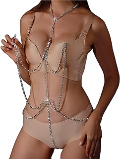 Alloy Clasp Rhinestone Body Chain with Non-Piercing Nipple Adornment for Women - Tassel Pendant Design