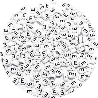 Round Letter Beads 4x7mm Acrylic Alphabet Beads E for Bracelets Making Keychain Jewelry DIY - 100pcs