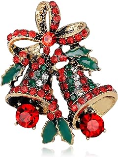 Festive Alloy Christmas Wreath Brooch with Secure Pin Clasp, Embellished with Multicolor Rhinestones - Ideal for Women and Girls - Jingle Bells Design
