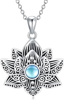 YAFEINI Women's Sterling Silver Buddha Lotus Pendant Necklace with Box Chain and Lobster Clasp - Spiritual Yoga Jewelry Gift