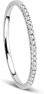 Orovi Damenring in 9 kt Weißgold mit 0,08 ct Diamanten, Größe 52, elegant und vielseitig, ideal als Verlobungsring oder besonderes Geschenk für stilvolle Anlässe