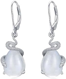 Snake Dangle Earrings 925 Sterling Silver Natural Moonstone 11x5mm Drop Elegant Gemstone for Women Birthday Jewelry Gifts