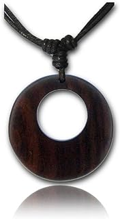 Organic Wood Adjustable Spiral Necklace for Women - Boho Necklace or Tribal Pendant Necklaces for African, Hawaiian, Maui, Egyptian, or Indian Looks