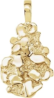 10k Yellow Gold Nugget Pendant Necklace Jewelry for Women