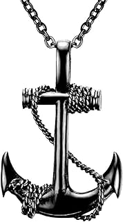 JczR.Y Anchor Necklace for Men Women Cross Anchor Necklace Pendant Retro Navy Soldier Surfer Anchor Necklace Blue Ocean Summer Beach Necklace Jewelry Gifts