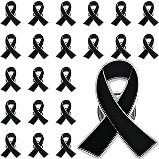 25/50/100/200PCS Black Ribbon Pins Melanoma Skin Cancer Awareness Pins Black Enamel Ribbon Brooch Pin Badges Funeral Memorial Pins Bulk