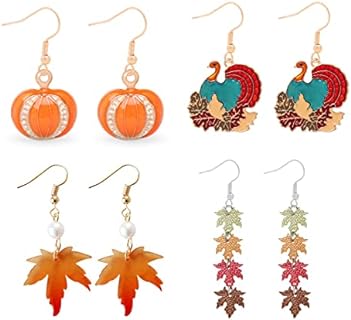 Pumpkin Dangle Earrings with French Wire Back Finding, Zinc Metal & Alloy Gems for Women; Fall/Thanksgiving Theme