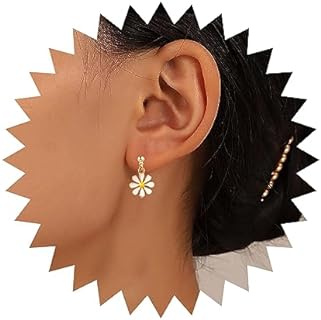 Bohemian Daisy Flower Drop Earrings Gold Enamel Sunflower Earrings Tiny Flower Resin Daisy Earrings Flower Daisy Dangle Earrings Jewelry for Women and Girls Gifts