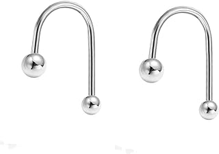 Hanging Double Balls Drop Dangle 20g Screw On Small Stud Earrings for Women Girls Minimalist Simple Sterling Silver Cartilage Hypoallergenic Sensitive Ears Thin Line Studs for Daughter Bff