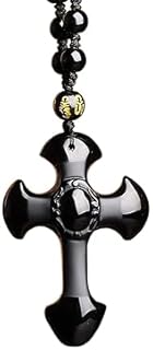 Obsidian Crystal Black Pendant Necklaces For Men Women Protection Jewelry Chain Black Gem Stone Amulet Healing Large Gift