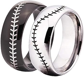 Sports Ring -Symbology Baseball Engraved Ring 8mm Domed Tungsten Carbide Ring Wedding Ring and Engagement ring-Free Engraving Inside