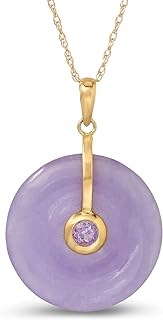 Regalia by Ulti Ramos 14K Yellow Gold 21mm Round Jade Pendant Necklace with Gemstone 17"