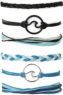 Starain Surf String Wave Bracelets for Women Girls Boho Handmade Waterproof Adjustable Braided Beach Surfer Bracelets Set