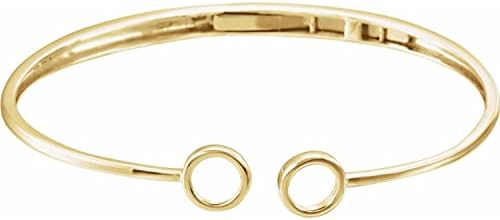 14K Gold Hinged Circle Cuff 7" Bracelet Fine Jewelry For Women