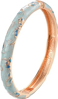 UJOY Women's Bangle Bracelet Golded Alloy Hinged Flower Enameled Cloisonne Jewelry with Gift Box 55B01