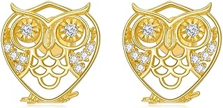 KECHO Cat Unicorn Horse Dog Owl Penguin Earrings 14k Real Gold Cute Animal Stud Earrings for Women Teens Girls Birthday Christmas Gifts