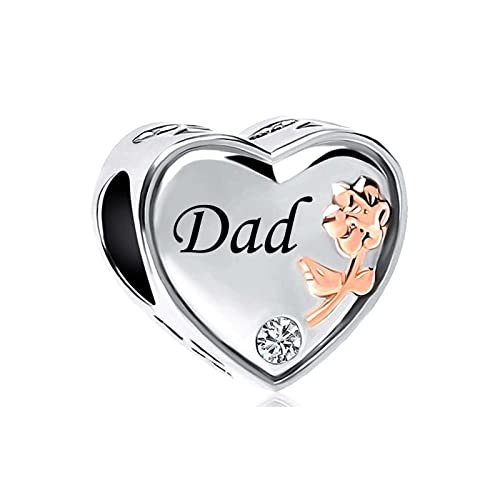 Women Love Charm Compatible with Pandora Bracelets Rose Gold Heart Silver Beads Aunt Cousin Nephew Niece Family Mom Sister Anniversary Birthday