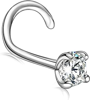 Moissanite Nose Stud for Women - 925 Sterling Silver Moissanite Nose Ring Piercing Real Moissanite Diamond Hypoallergenic Jewelry Nose Stud for Women and Men