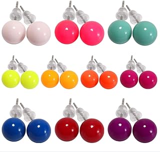 LZMEI 10mm 10 pairs colors Assorted Mixed Imitation Round Pearl Earrings Studs Holiday gifts for Women Girls