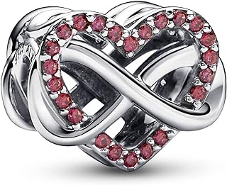 PANDORA Family Infinity Red Heart Charm - Compatible with PANDORA Moments Bracelets - Jewelry for Women - Mother's Day Gift - Made with Sterling Silver & Cubic Zirconia