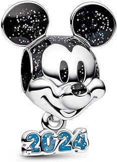 Unique Disney-Inspired Silver Charm Bracelet by HuooNew with Zircon Gems & Pandora Compatibility