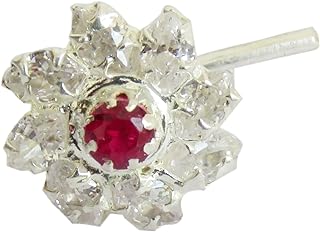Crystal Nose Piercing Indian Nose Stud Diamond Nose Stud Indian Nose Ring Silver Nose Hoop Ruby Nose Hoop Silver Nose Ring Gift For Her Flower Nose Ring Stud