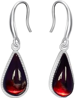 Baltic Cherry Amber Drop Earrings for Women in 925 Sterling Silver with French Wire Back, Dangle Design