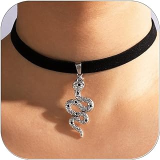 Vintage Gothic Snake Necklace Sexy Velvet Choker Snake Pendant Necklace Punk Goth Serpent Jewelry for Women Girls