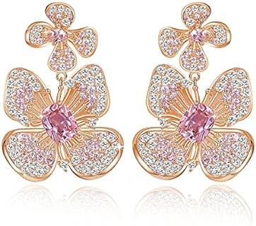 Zircon Gemstone Drop Dangle Earrings, Multi Color Created Sapphire Sparkly Evening Dressy Earrings, 18K Gold Plated 925 Sterling Silver posts, Hypoallergenic, Formal Jewelry for women