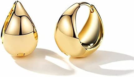 Chunky Gold Hoop Earrings 18K Gold Plated Hoop Earrings Chunky Huggie Earrings for Women, Minimalist Jewelry Gift