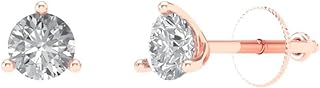 Screw Back 0.28 Carat Brilliant Round Cut Lab-Grown Diamond Stud Earrings in Rose Gold for Men and Women with Classic Design