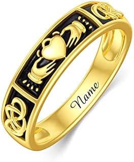 10K Gold Clasp Claddagh Wedding Ring, Available in 10K/14k/18K Solid White Gold, Women's Love Symbol Engagement Ring, No Gem, Customized Celtic Jewelry for Ladies