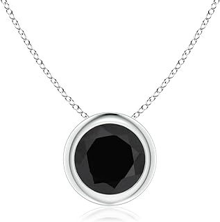 Angara Women's Sterling Silver Black Onyx Pendant Necklace with Spring Ring Clasp, Jewelry Gift for All Occasions