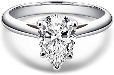 AINUOSHI Sterling Silver Moissanite Diamond Ring, 2.0ct Pear Shaped Wedding Ring, D-E Color Grade, Perfect for Wedding, Engagement Proposal and Anniversary. Size 8.0 In US