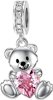 YOSOPRETTY Teddy Bear Crystal Charms for Bracelets 925 Sterling Silver Teddy Bear Pendant Jewelry Gifts for Women Bear Lovers