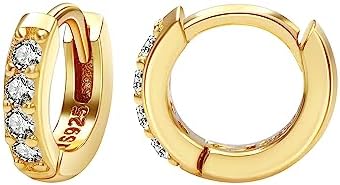 Small Hoops Earrings for Women - Sterling Silver Huggie Hoop Earrings - Tiny Cartilage Diamond Earring 6mm 8mm 10mm 12mm Cz Earrings for Men Women