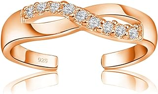 Hoops & Loops 925 Sterling Silver Infinity Figure 8 Cubic Zirconia Open Toe Ring for Women Teen Girls Men