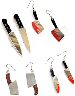 Edgy Acrylic Blood-Printed Drop Earrings with French Wire Closure for Women and Teens - Punk Knife Dagger Design