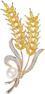 Alloy Steel Wheat Brooch with Pin Clasp - Gold-plated Rhinestone Wheat Pin for Hats, Bags, & Suits - Ideal Gift for Birthdays, Weddings & Parties