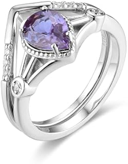 925 Sterling Silver Alexandrite Engagement Ring with Pear-shaped Gemstone for Women - Elegant, Trendy Design for Special Occasions