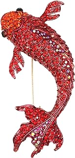 Vintage Colorful Enamel Crystal Pearl Fish Brooch Pin Elegant Cute Rhinestone Animal Statement Brooches Fashion Jewelry Accessories for Men Women Girl Gift